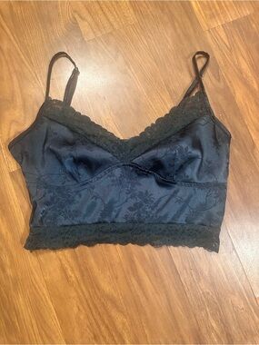 Blue Satin Lace Cami Bralette